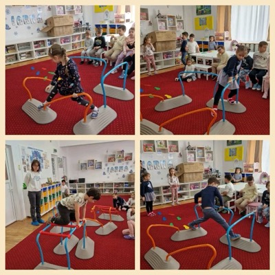 Copii în exerciții de echilibru